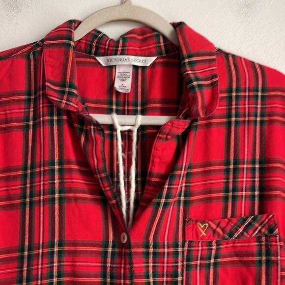 Victoria’s Secret cotton modal blend plaid long sleeve pajama pants set sz M - Picture 3 of 7